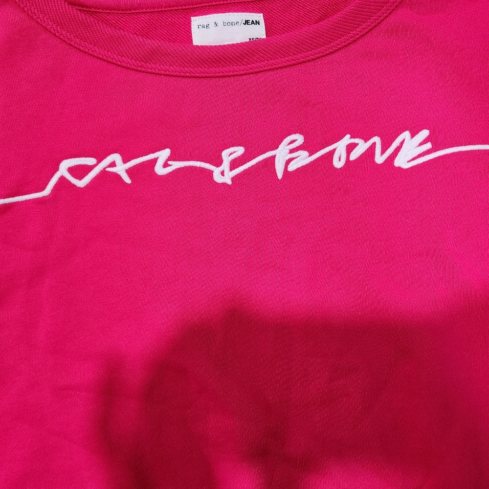 Rag & Bone Bright Rose Script Logo Cropped Pullov… - image 5